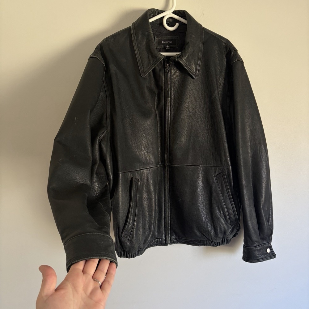 Colebrook Large Black Genuine Leather Insulated Quilted Bomber Jacket Quilted